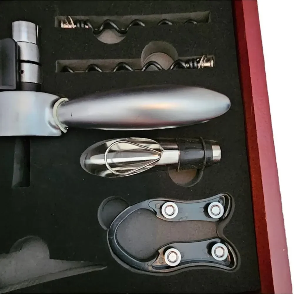 Professional Rabbit Wine Opener Set 7 Piece Kit in Cherry‎ Wood Presentation Box